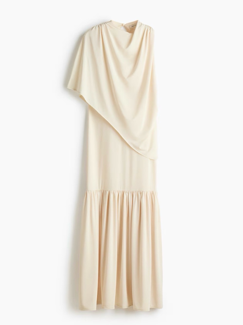 H&M Cream One-Shoulder Draped Maxi Gown